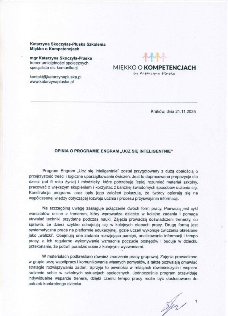 mgr Katarzyna Skoczyła-Płuska, trener umiejętności społecznych